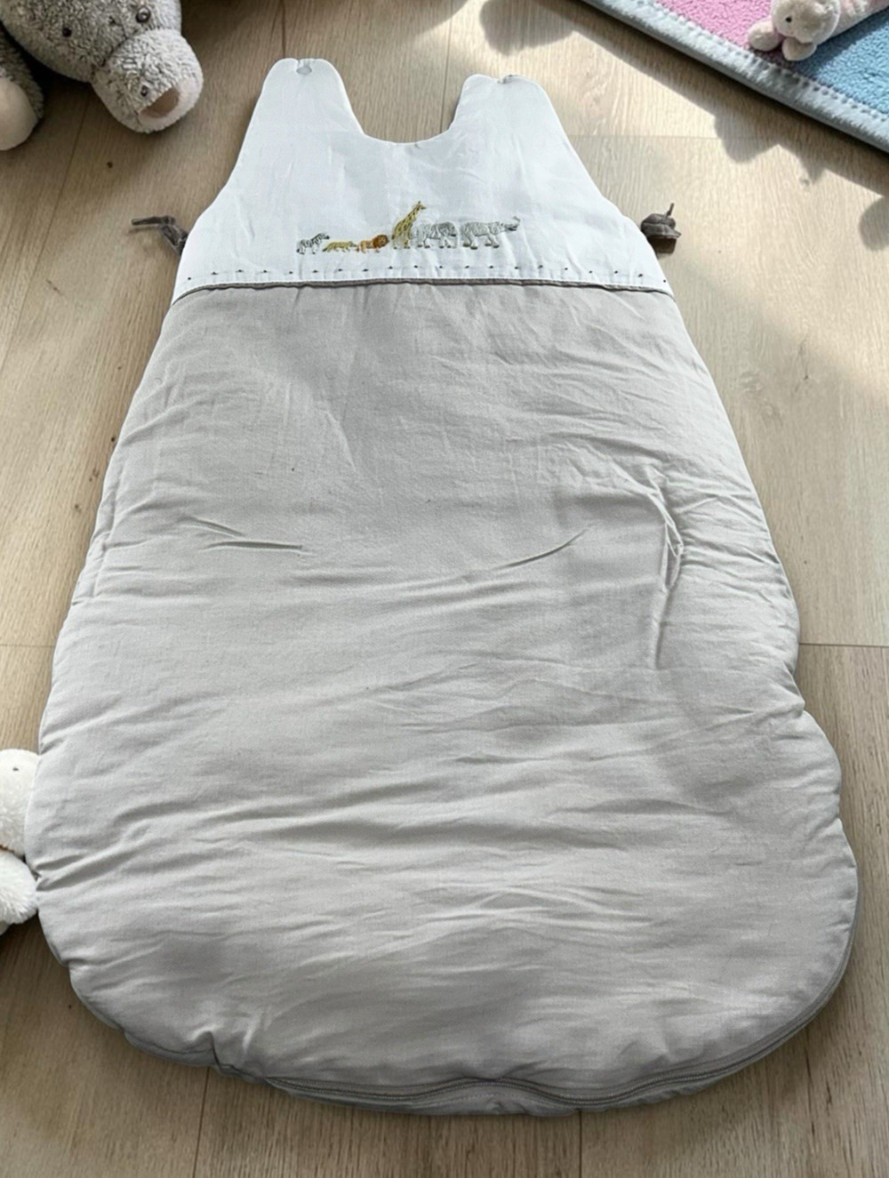 Jacadi Paris Sleep Sack Linen Cotton One Size (0-6 Months) Beige Embroidered